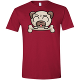 T-Shirts Cardinal Red / S Cute Pug and Bone Men's Semi-Fitted Softstyle