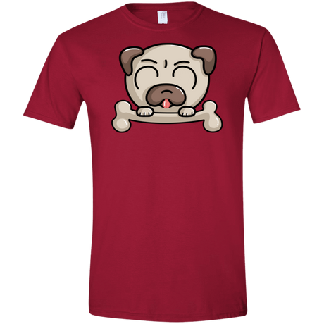 T-Shirts Cardinal Red / S Cute Pug and Bone Men's Semi-Fitted Softstyle
