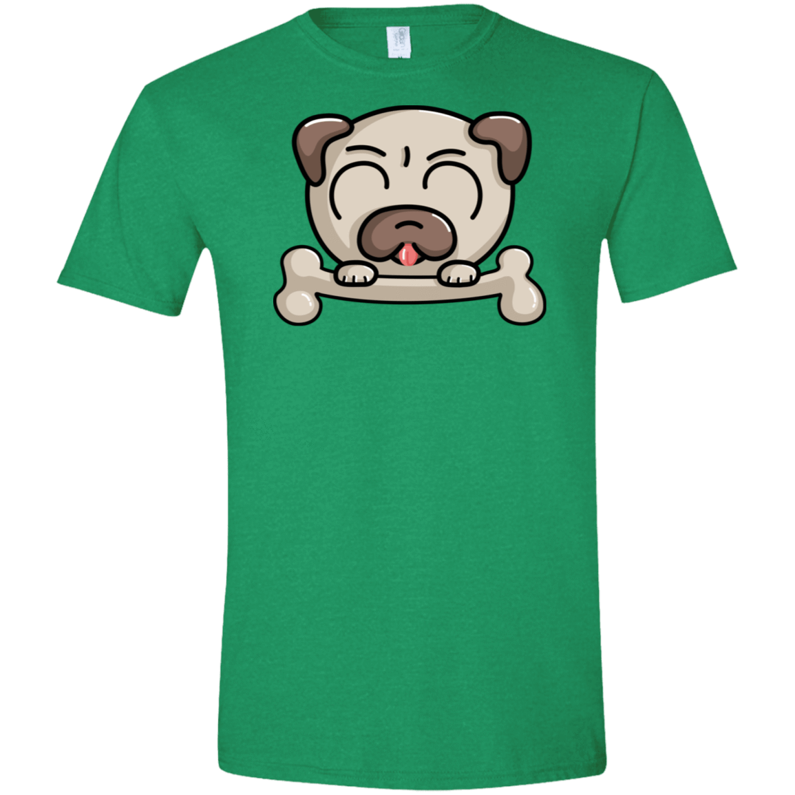 T-Shirts Heather Irish Green / M Cute Pug and Bone Men's Semi-Fitted Softstyle