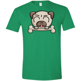 T-Shirts Heather Irish Green / M Cute Pug and Bone Men's Semi-Fitted Softstyle