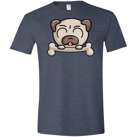 T-Shirts Heather Navy / S Cute Pug and Bone Men's Semi-Fitted Softstyle