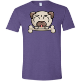 T-Shirts Heather Purple / S Cute Pug and Bone Men's Semi-Fitted Softstyle