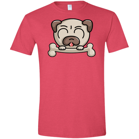 T-Shirts Heather Red / S Cute Pug and Bone Men's Semi-Fitted Softstyle