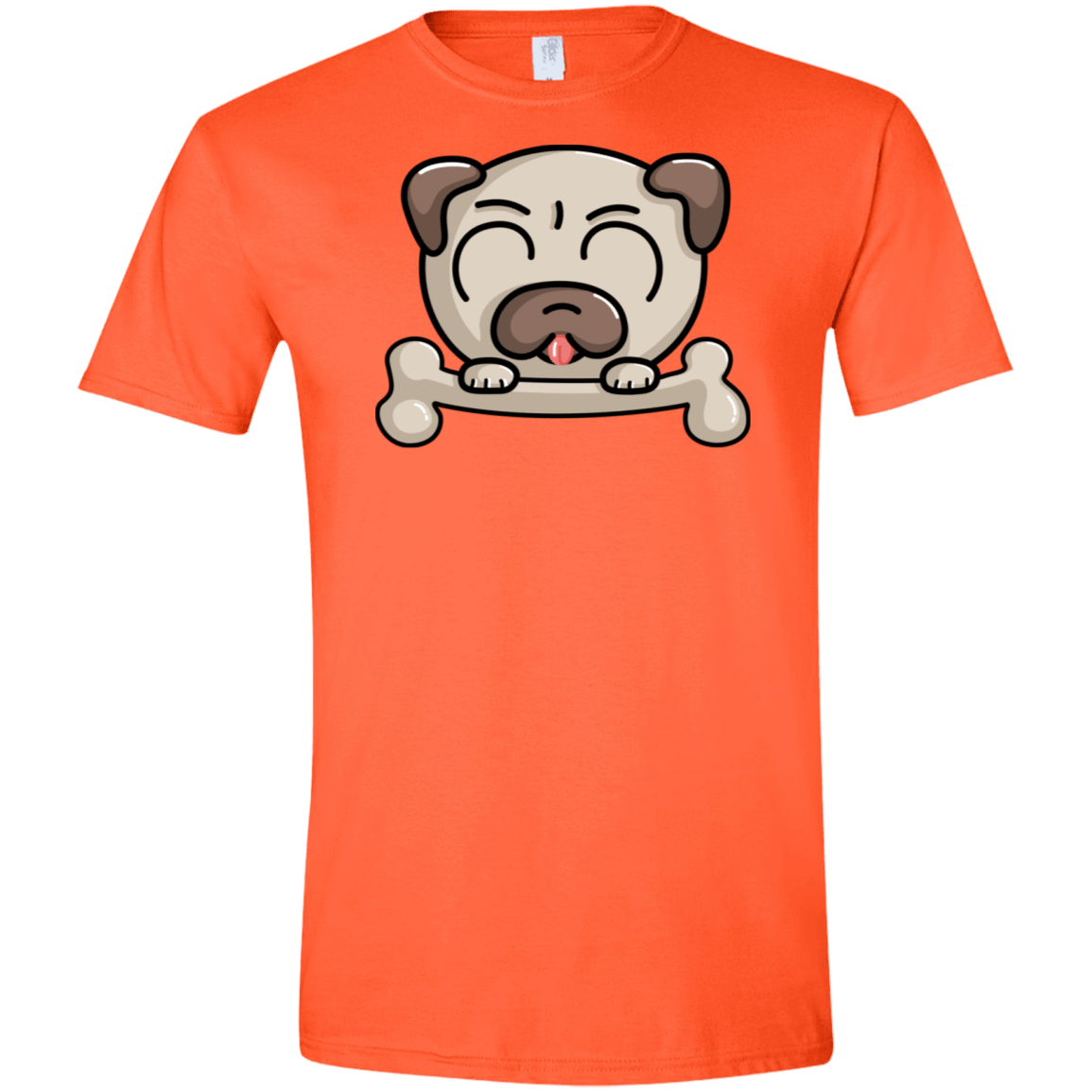 T-Shirts Orange / S Cute Pug and Bone Men's Semi-Fitted Softstyle