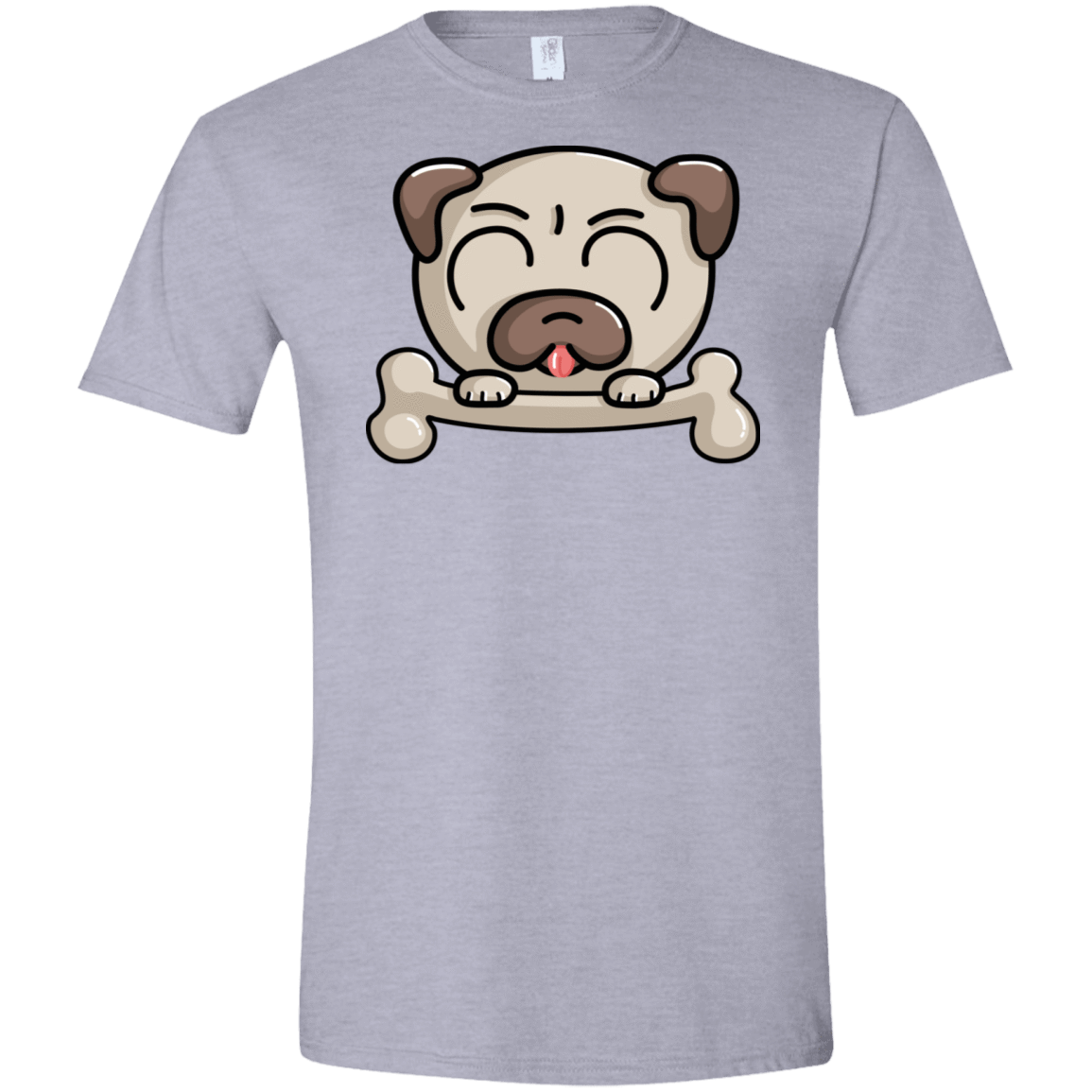 T-Shirts Sport Grey / X-Small Cute Pug and Bone Men's Semi-Fitted Softstyle