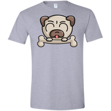 T-Shirts Sport Grey / X-Small Cute Pug and Bone Men's Semi-Fitted Softstyle