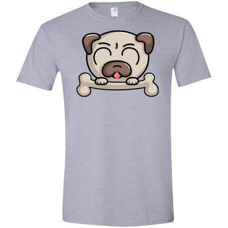 T-Shirts Sport Grey / X-Small Cute Pug and Bone Men's Semi-Fitted Softstyle
