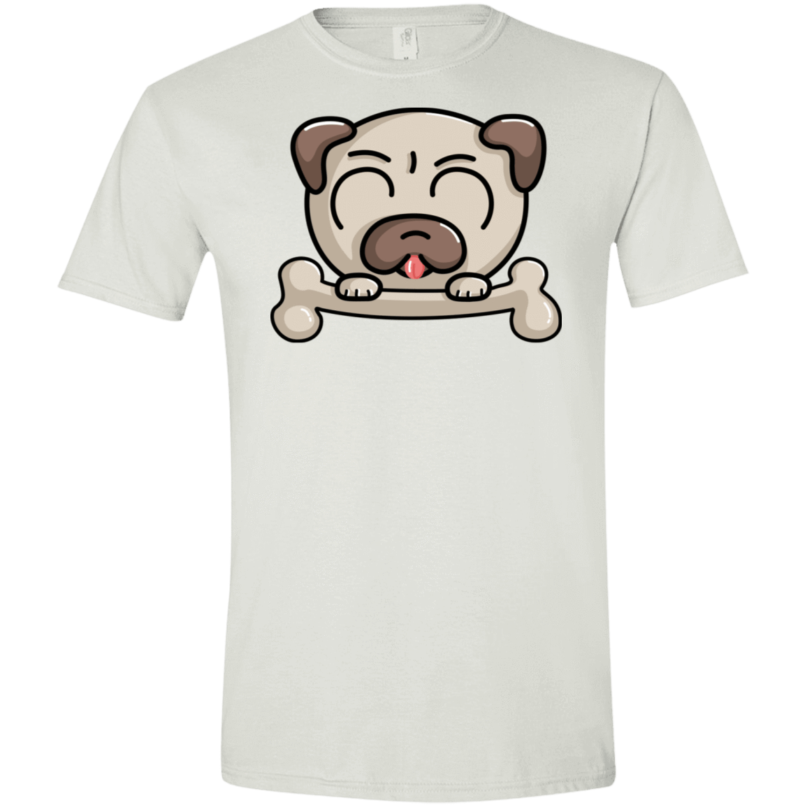 T-Shirts White / X-Small Cute Pug and Bone Men's Semi-Fitted Softstyle