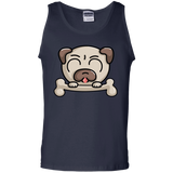 T-Shirts Navy / S Cute Pug and Bone Men's Tank Top