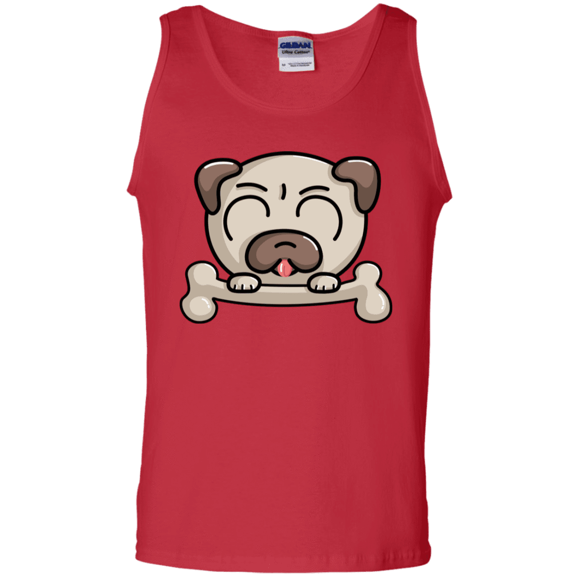 T-Shirts Red / S Cute Pug and Bone Men's Tank Top