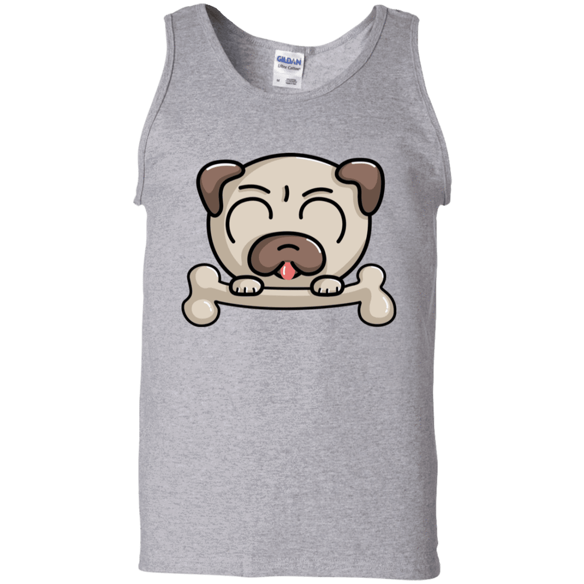 T-Shirts Sport Grey / S Cute Pug and Bone Men's Tank Top