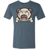 T-Shirts Indigo / S Cute Pug and Bone Men's Triblend T-Shirt