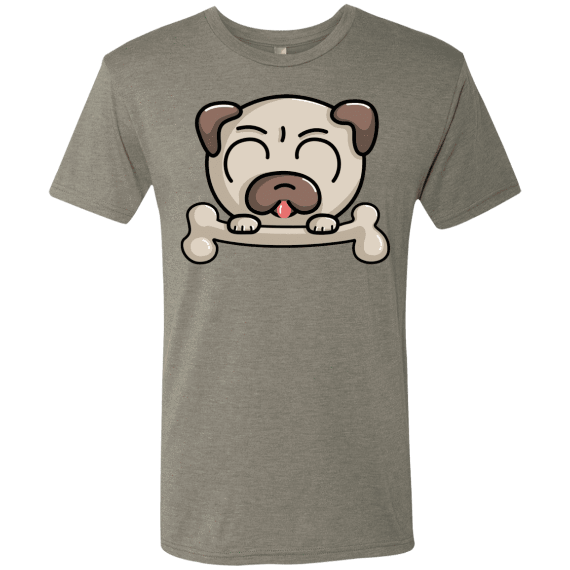 T-Shirts Venetian Grey / S Cute Pug and Bone Men's Triblend T-Shirt