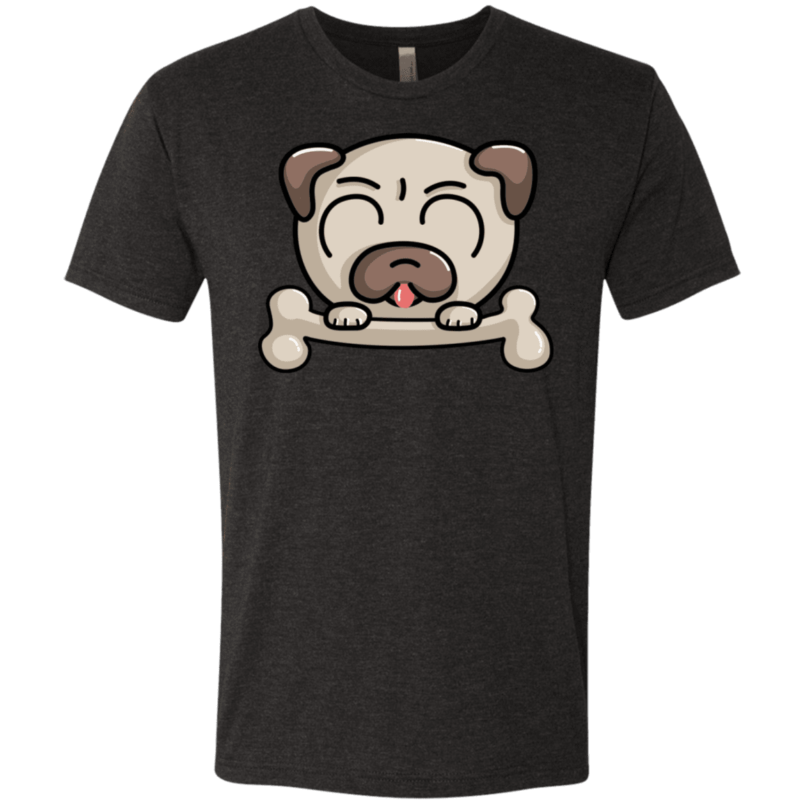 T-Shirts Vintage Black / S Cute Pug and Bone Men's Triblend T-Shirt