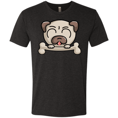 T-Shirts Vintage Black / S Cute Pug and Bone Men's Triblend T-Shirt