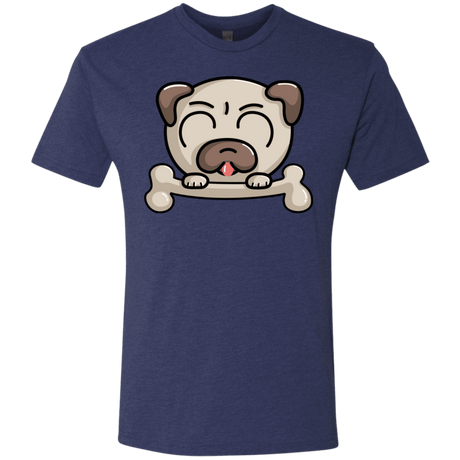 T-Shirts Vintage Navy / S Cute Pug and Bone Men's Triblend T-Shirt