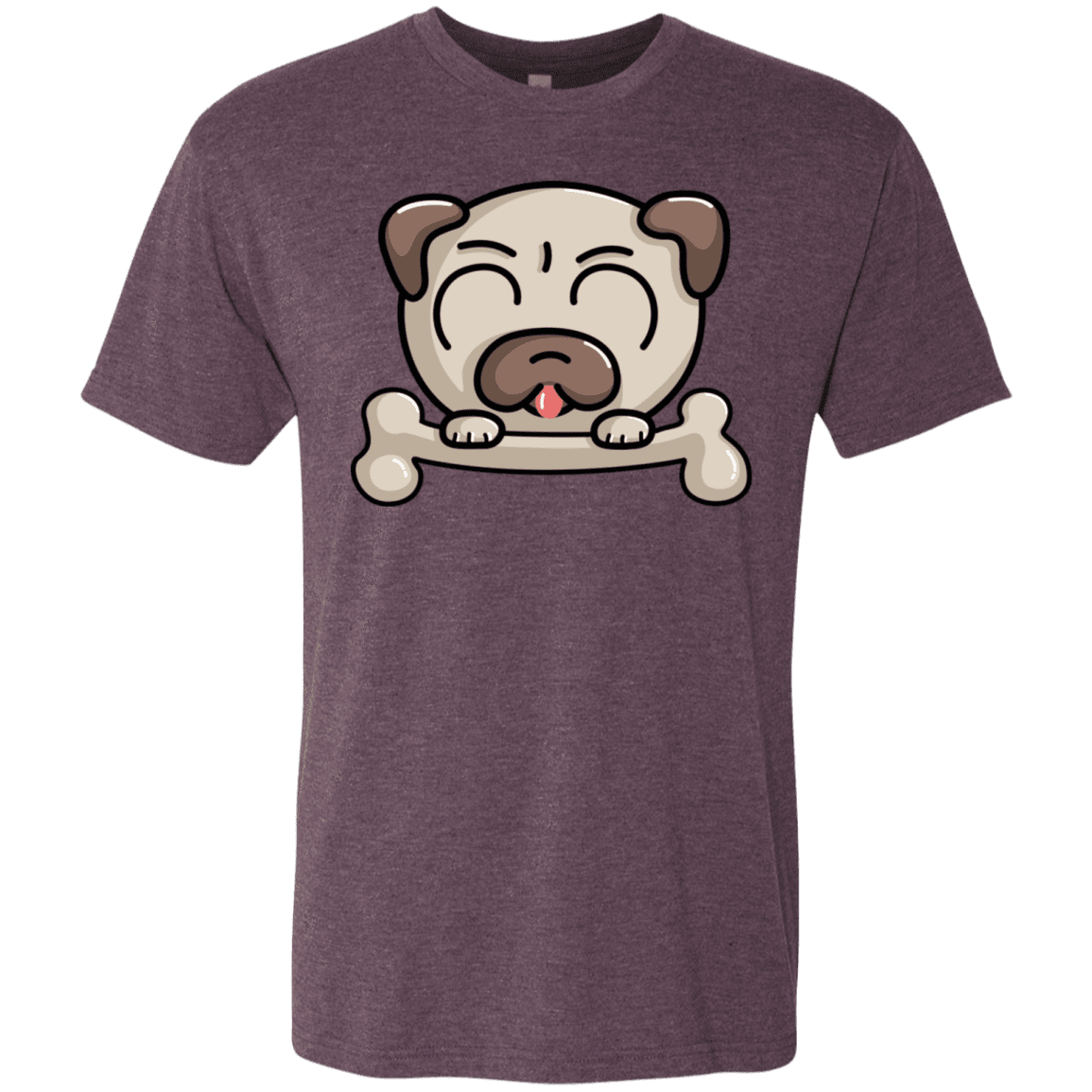 T-Shirts Vintage Purple / S Cute Pug and Bone Men's Triblend T-Shirt