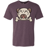 T-Shirts Vintage Purple / S Cute Pug and Bone Men's Triblend T-Shirt