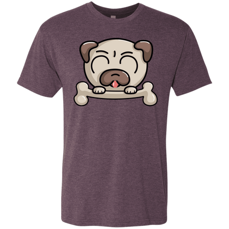 T-Shirts Vintage Purple / S Cute Pug and Bone Men's Triblend T-Shirt