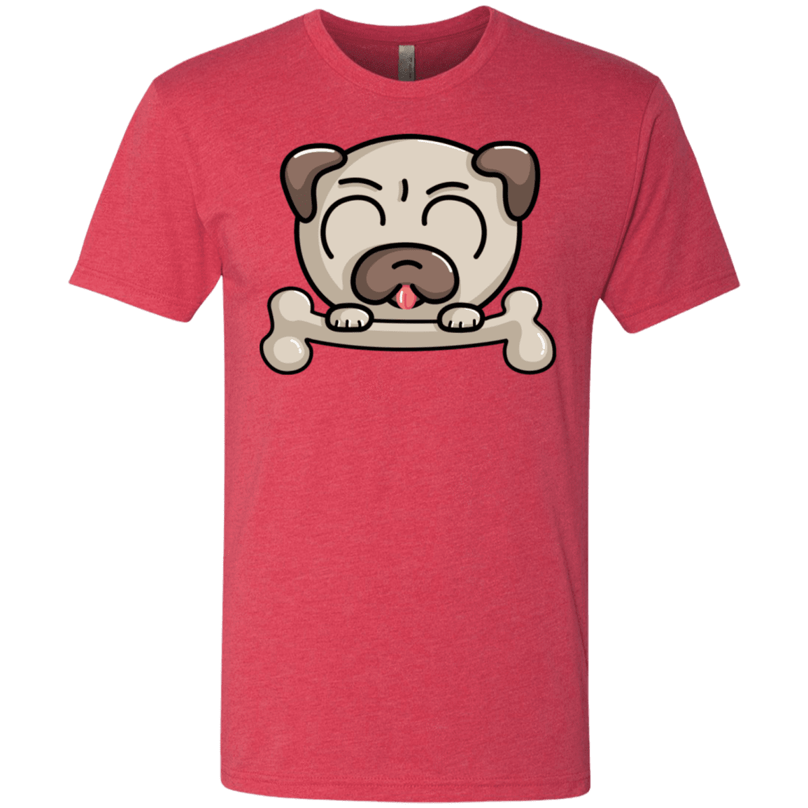 T-Shirts Vintage Red / S Cute Pug and Bone Men's Triblend T-Shirt