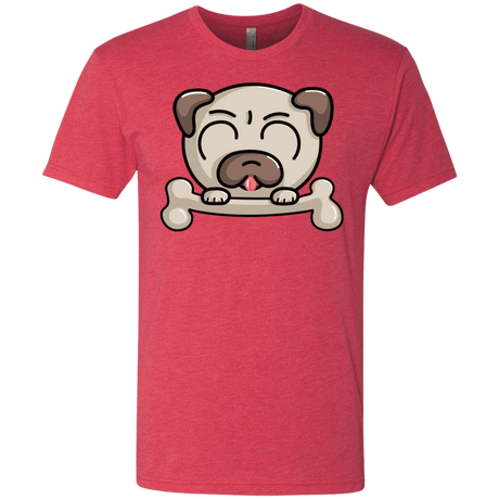 T-Shirts Vintage Red / S Cute Pug and Bone Men's Triblend T-Shirt