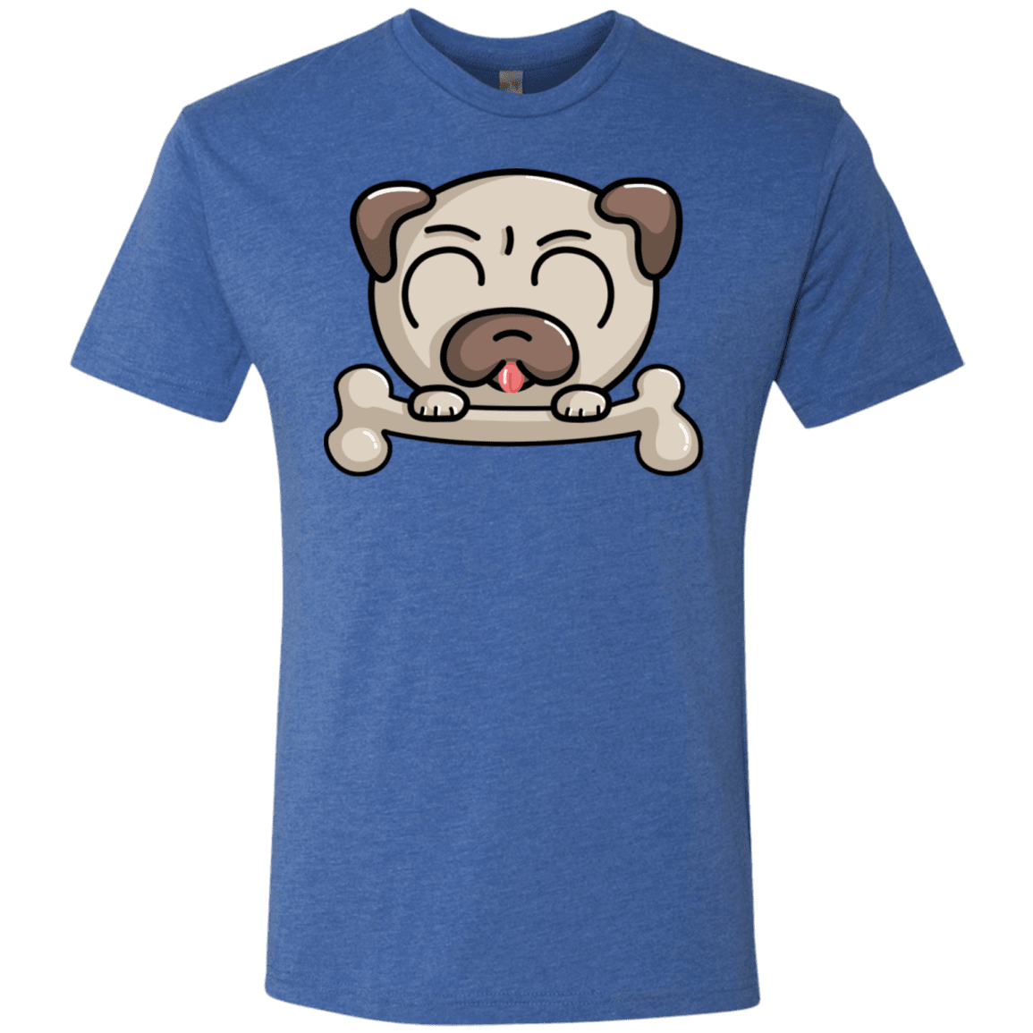 T-Shirts Vintage Royal / S Cute Pug and Bone Men's Triblend T-Shirt