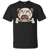 T-Shirts Black / S Cute Pug and Bone T-Shirt