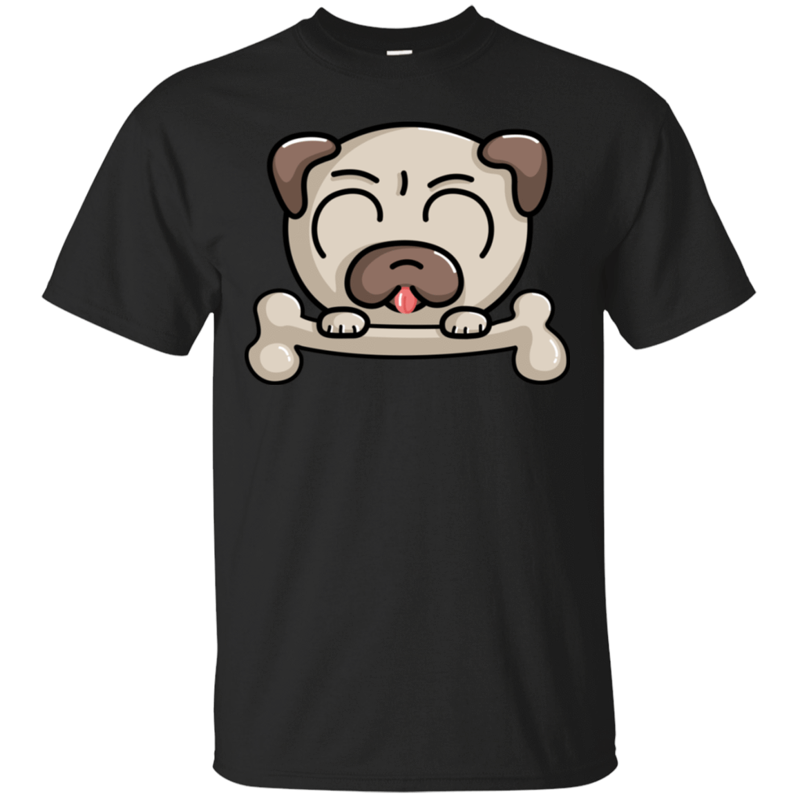T-Shirts Black / S Cute Pug and Bone T-Shirt