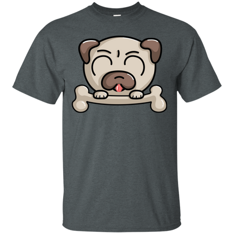 T-Shirts Dark Heather / S Cute Pug and Bone T-Shirt