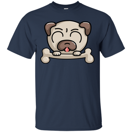 T-Shirts Navy / S Cute Pug and Bone T-Shirt