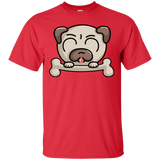 T-Shirts Red / S Cute Pug and Bone T-Shirt