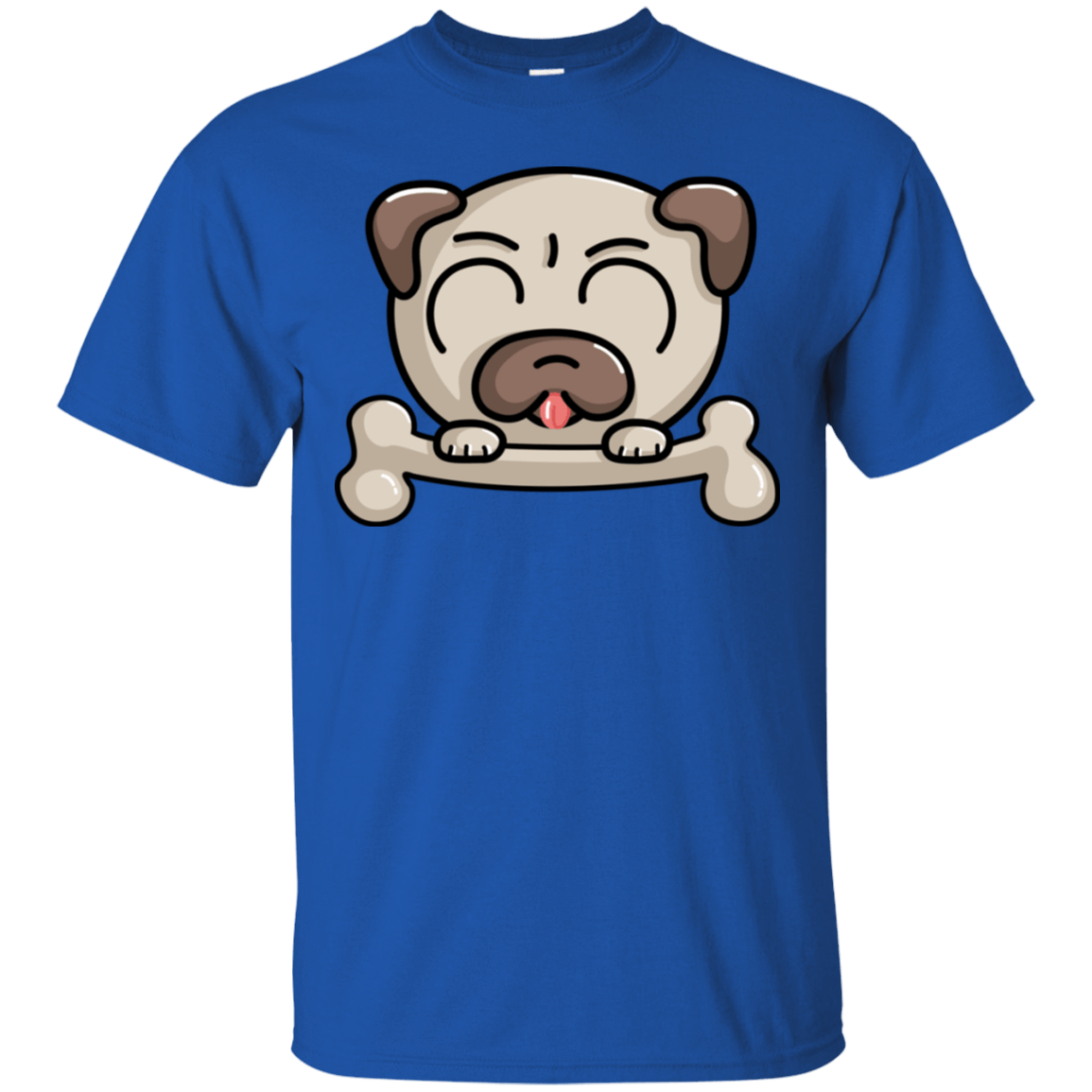 T-Shirts Royal / S Cute Pug and Bone T-Shirt