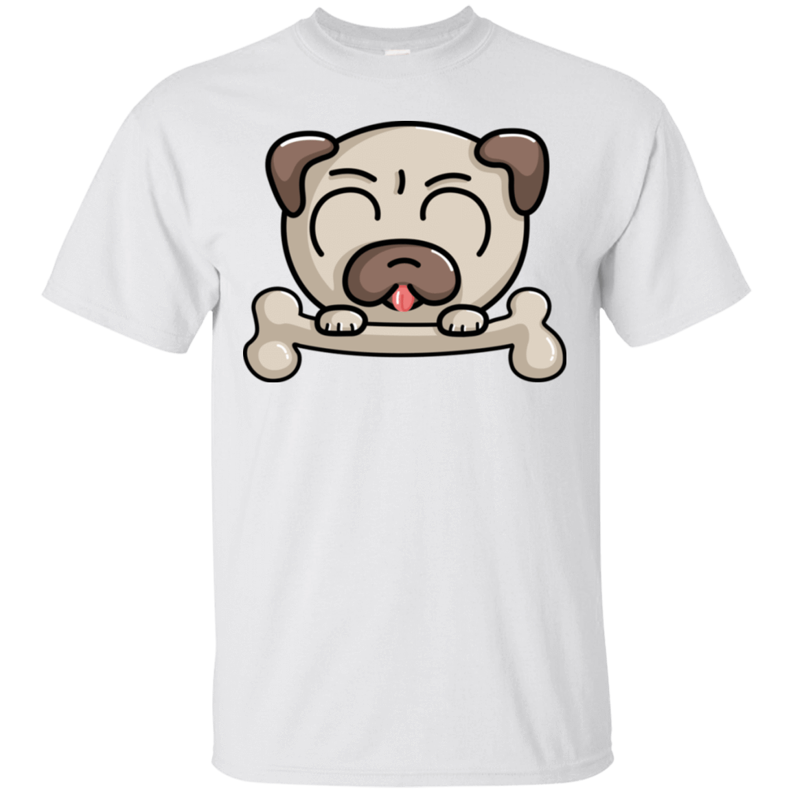 T-Shirts White / S Cute Pug and Bone T-Shirt