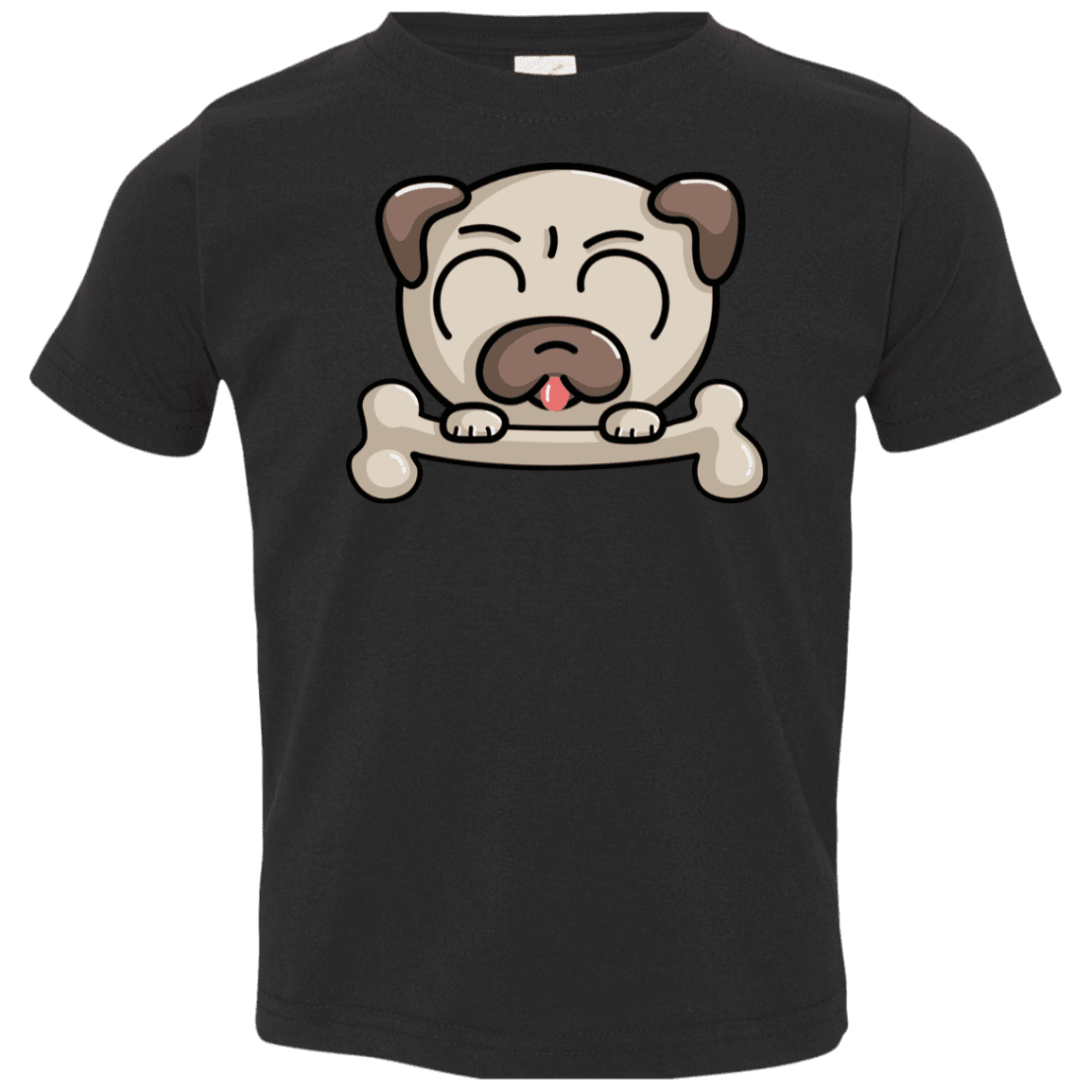 T-Shirts Black / 2T Cute Pug and Bone Toddler Premium T-Shirt