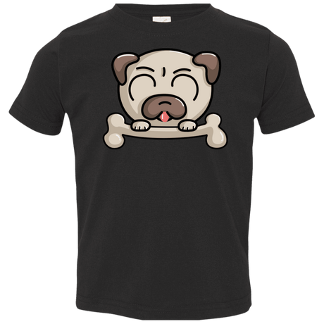 T-Shirts Black / 2T Cute Pug and Bone Toddler Premium T-Shirt