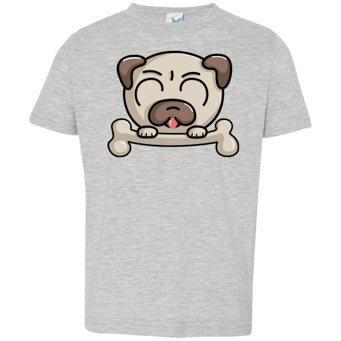 T-Shirts Heather Grey / 2T Cute Pug and Bone Toddler Premium T-Shirt