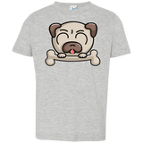 T-Shirts Heather Grey / 2T Cute Pug and Bone Toddler Premium T-Shirt