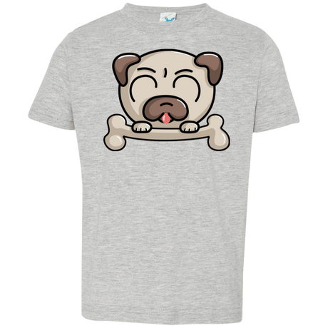 T-Shirts Heather Grey / 2T Cute Pug and Bone Toddler Premium T-Shirt