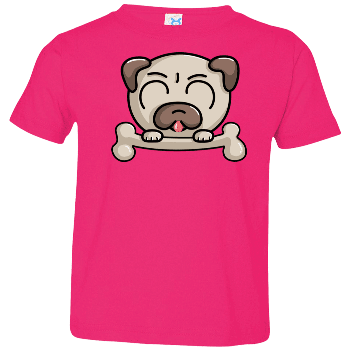 T-Shirts Hot Pink / 2T Cute Pug and Bone Toddler Premium T-Shirt