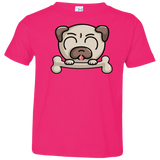 T-Shirts Hot Pink / 2T Cute Pug and Bone Toddler Premium T-Shirt