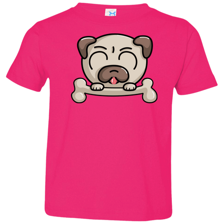 T-Shirts Hot Pink / 2T Cute Pug and Bone Toddler Premium T-Shirt