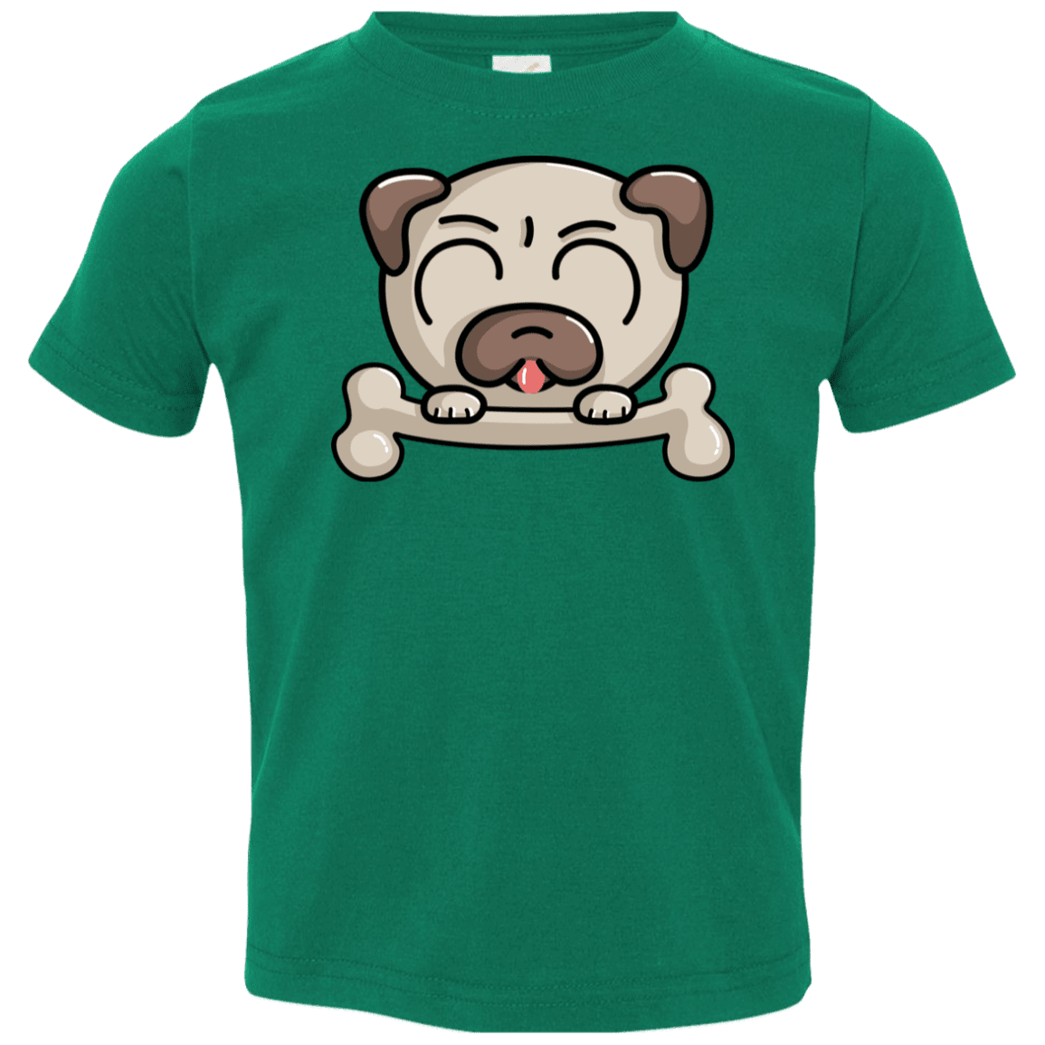 T-Shirts Kelly / 2T Cute Pug and Bone Toddler Premium T-Shirt