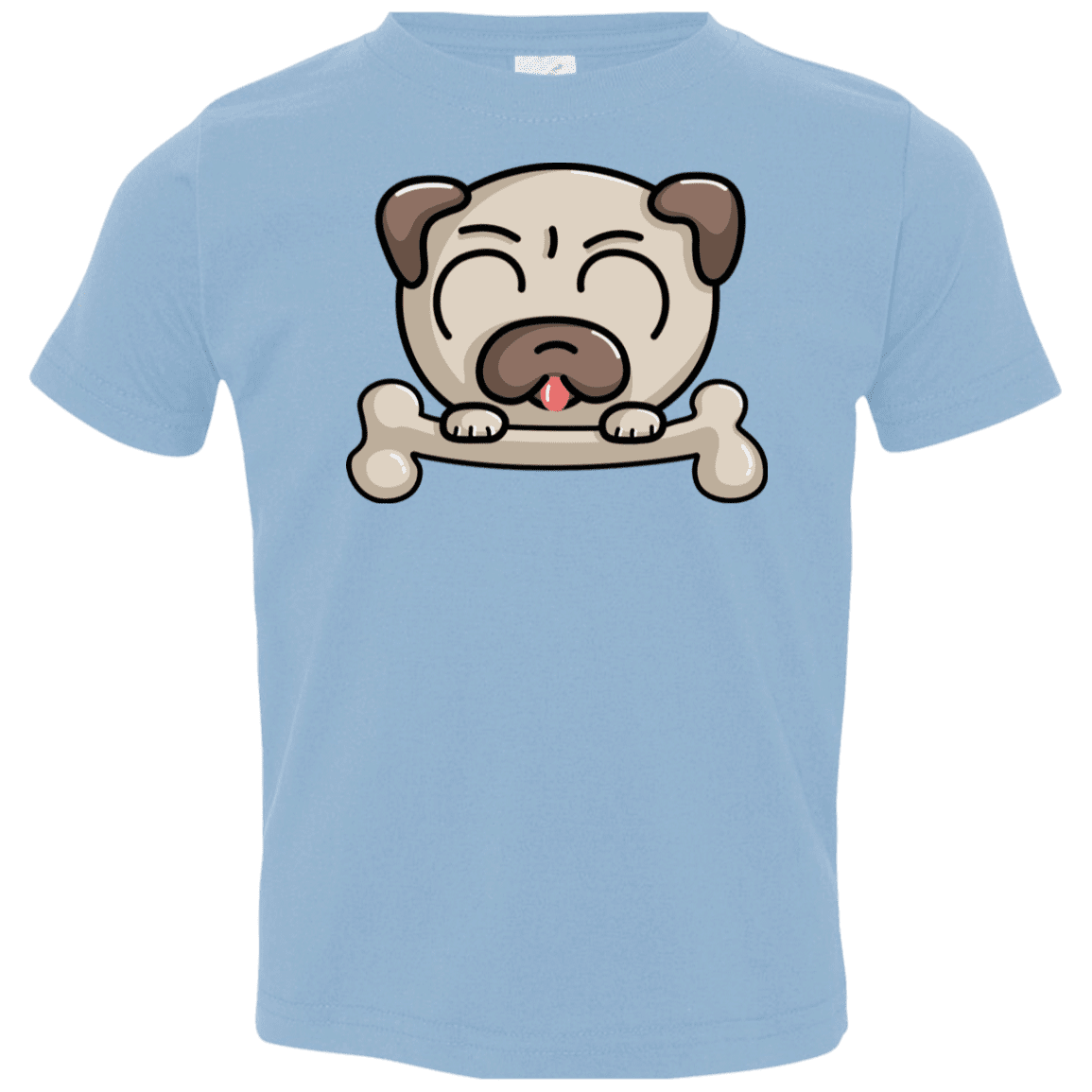 T-Shirts Light Blue / 2T Cute Pug and Bone Toddler Premium T-Shirt