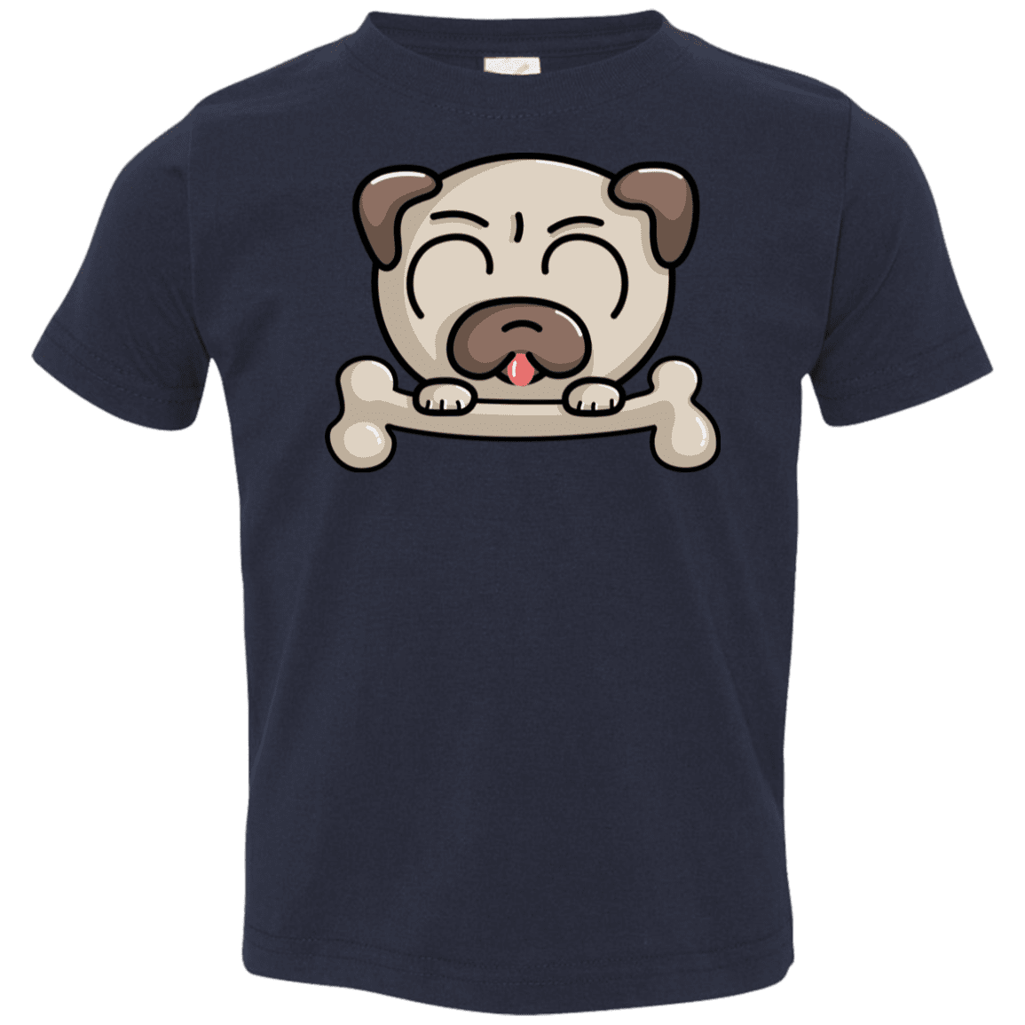 T-Shirts Navy / 2T Cute Pug and Bone Toddler Premium T-Shirt