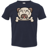 T-Shirts Navy / 2T Cute Pug and Bone Toddler Premium T-Shirt