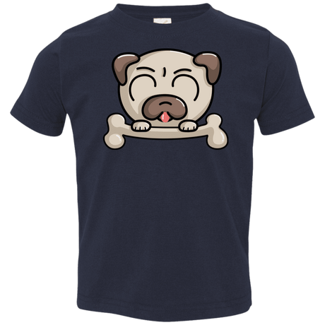 T-Shirts Navy / 2T Cute Pug and Bone Toddler Premium T-Shirt