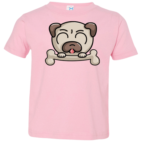 T-Shirts Pink / 2T Cute Pug and Bone Toddler Premium T-Shirt