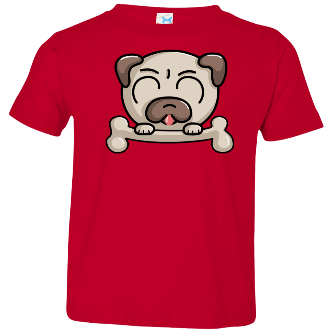 T-Shirts Red / 2T Cute Pug and Bone Toddler Premium T-Shirt