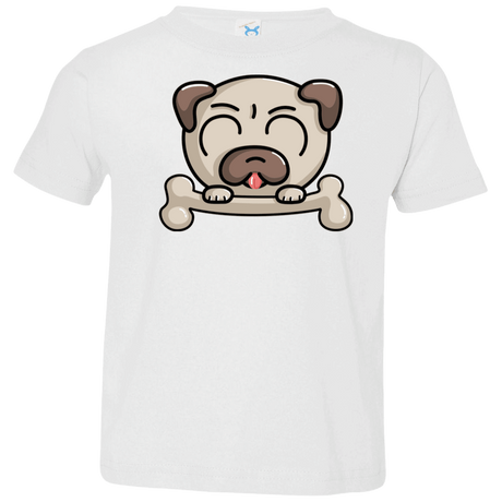 T-Shirts White / 2T Cute Pug and Bone Toddler Premium T-Shirt