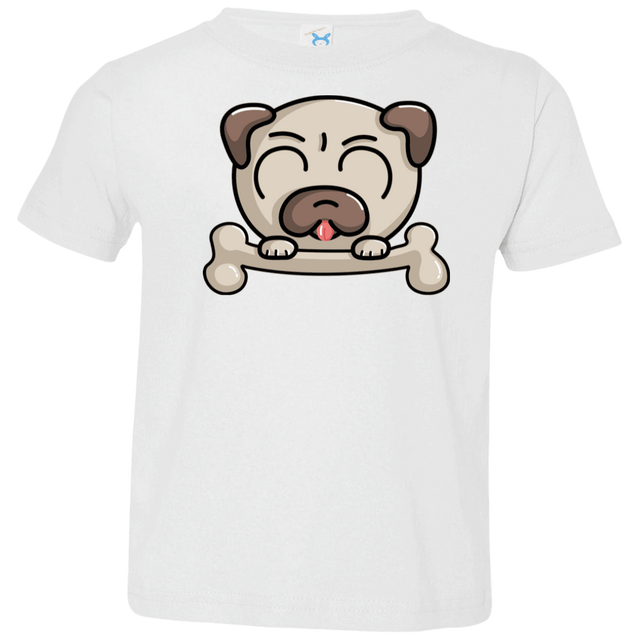 T-Shirts White / 2T Cute Pug and Bone Toddler Premium T-Shirt